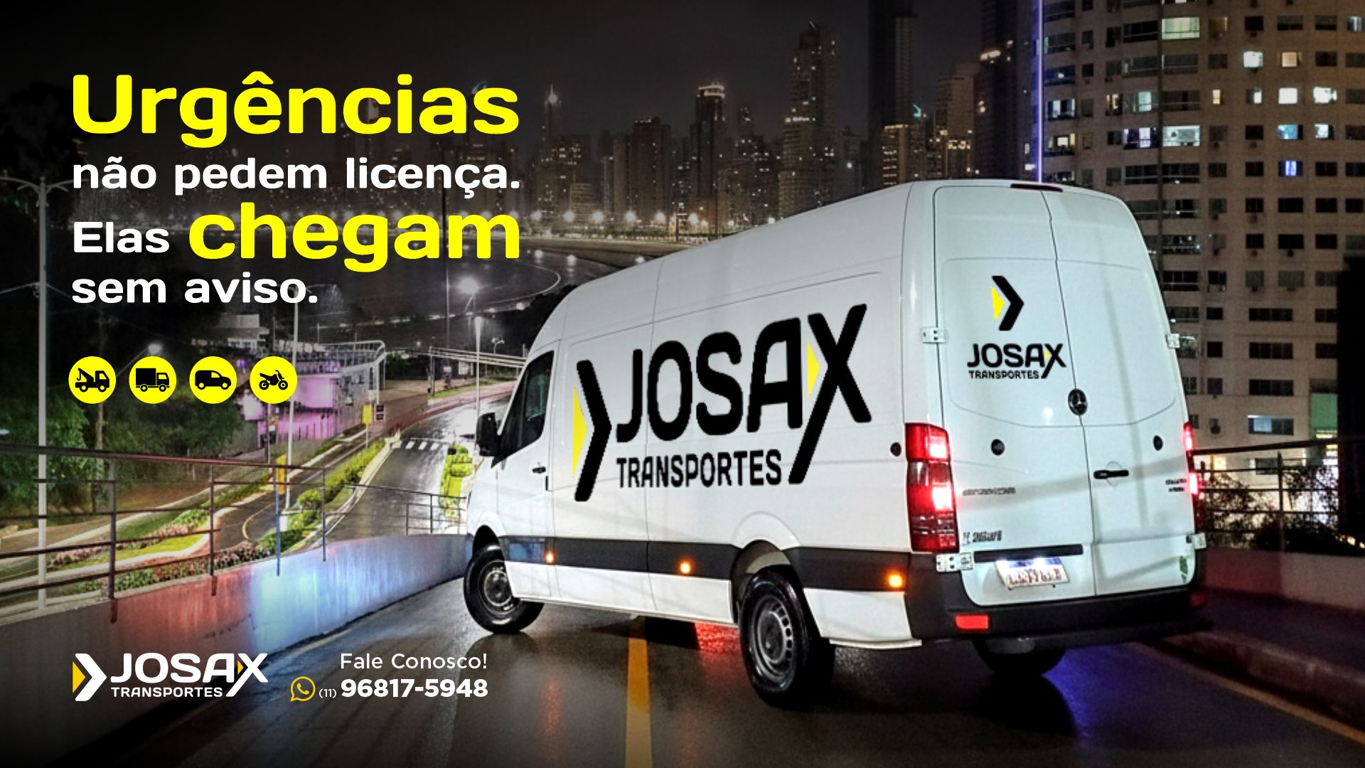 Transporte exclusivo 24 horas em São Paulo — Josax Transportes sempre disponível para urgências